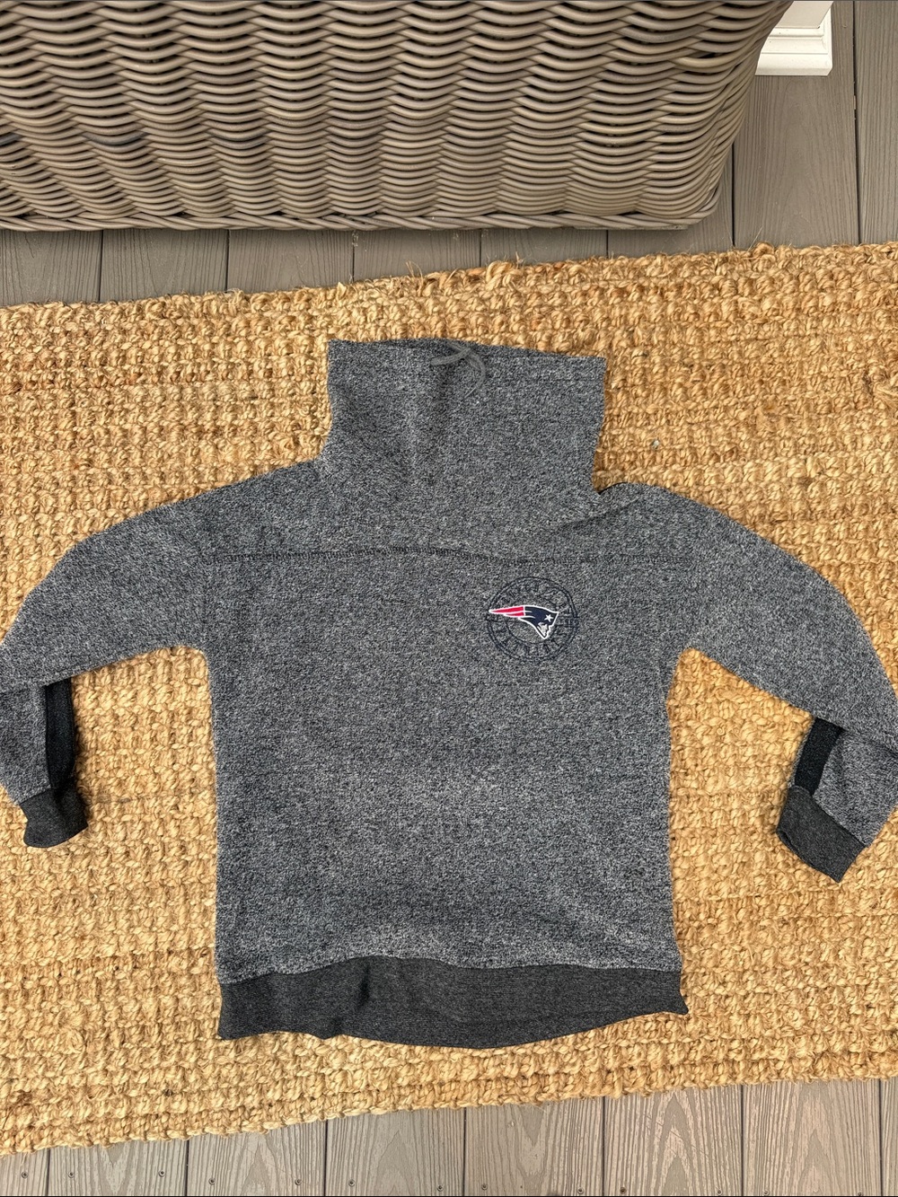 Patriots Fans! Gray Cowl Neck Women's Sweater with Team Logo